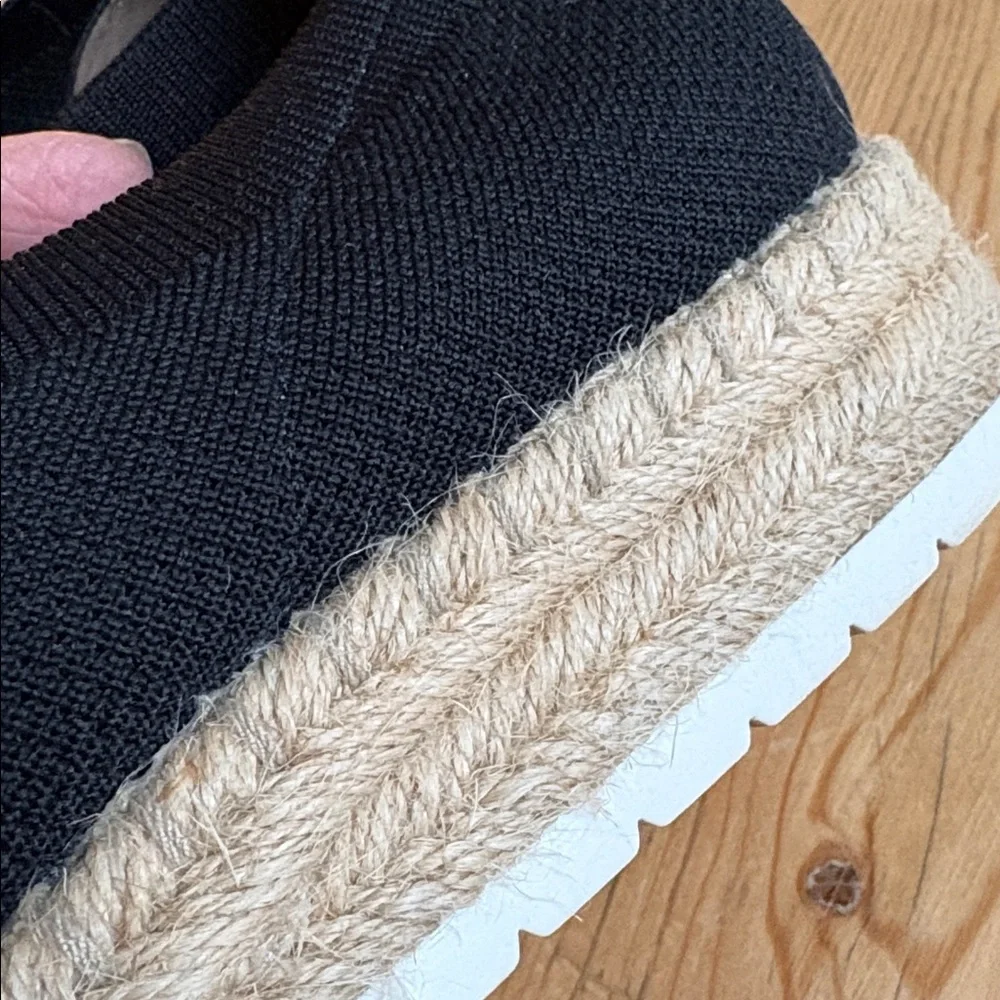 Adrienne Vittadini Niko slip-on sneakers black fabric woven espadrille Size 10